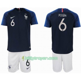 Billige Fotballdrakter Frankrike POGBA 6 2 star Barn VM 2018 Hjemmedraktsett